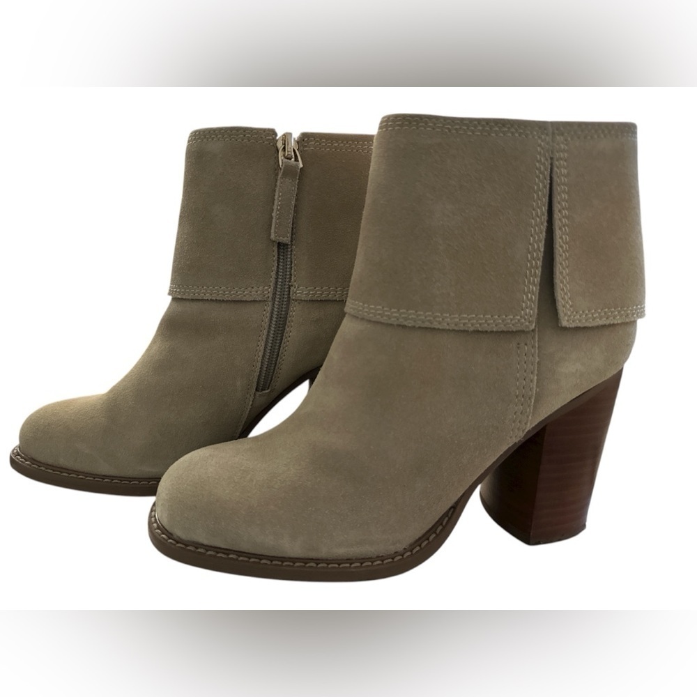 Kelsi Dagger Tan Chunky Heel Ankle Boots EUC Size 7